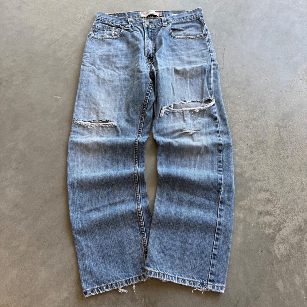 Levis 559 Relaxed Straight Jeans Mens 32x30 Blue Distressed Denim 100% Cotton